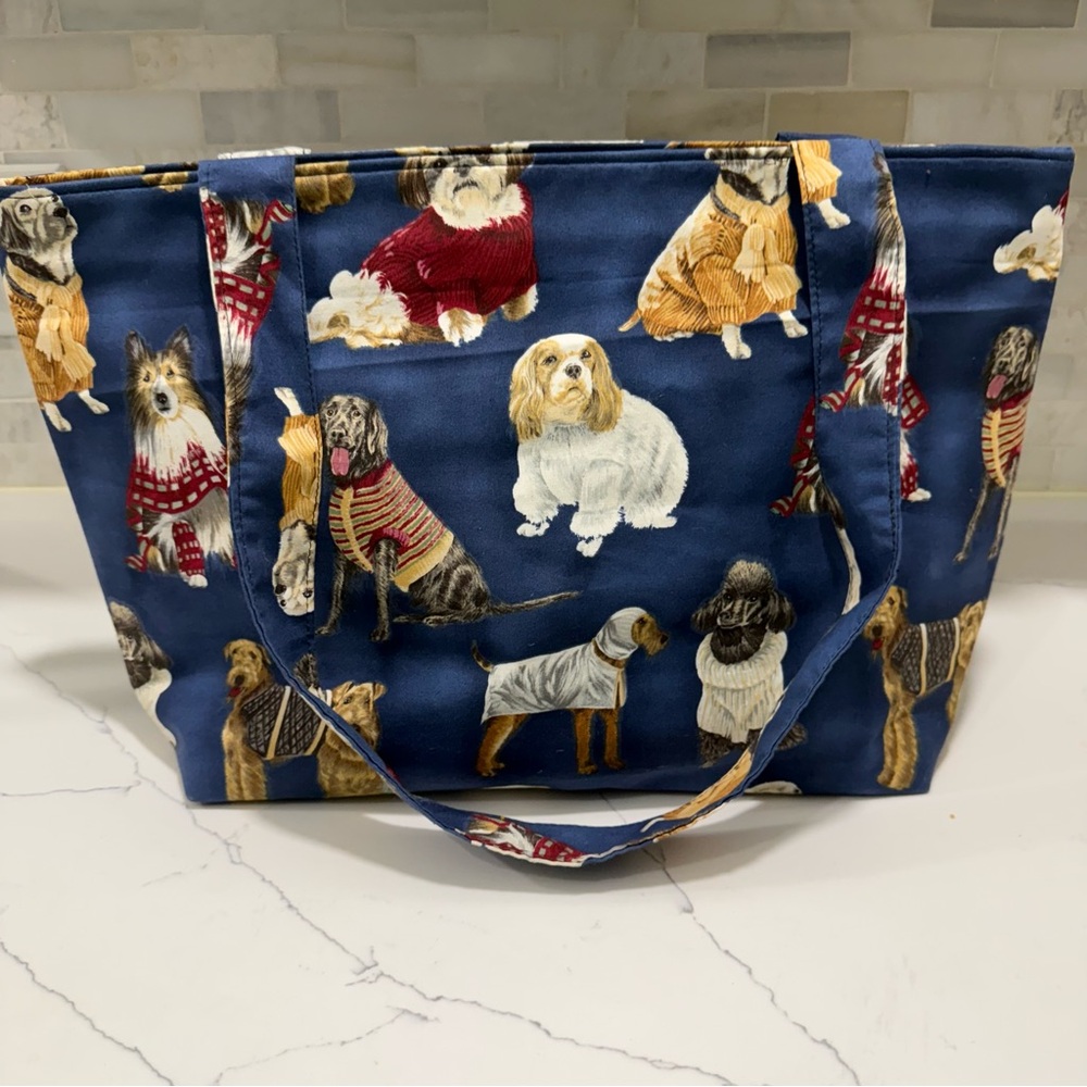 Dog wearing sweater Print Tote Bag